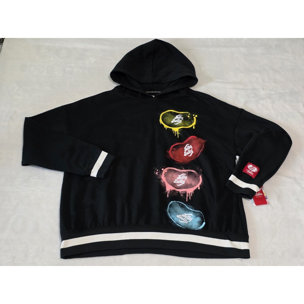 Justice x Jelly Belly LIMITED EDITION Girls XL 16/18 Black Fleece Hoodie Beans - Picture 2 of 7